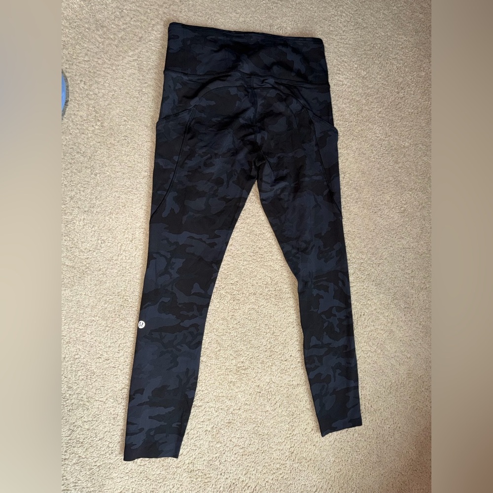 New Lululemon High Rise HR Fast & Free Tight Pocket Legging 28” Black Camo 8
